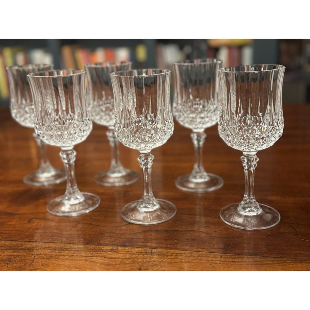 8 Cristal D'Arques Longchamp Wine‎ Glasses New In Box